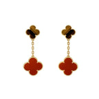 [MIRA]CLOVER  2 MOTIF  TIGER EYE CARNELIAN EARRINGS