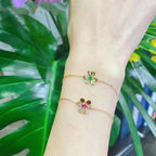 [MIRA]FRIVOLE GOLD FLOWER PINK MALACHITE BRACELET