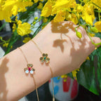 [MIRA]FRIVOLE GOLD FLOWER PINK MALACHITE BRACELET