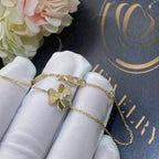 [MIRA]FRIVOLE GOLD FLOWER PINK MALACHITE BRACELET