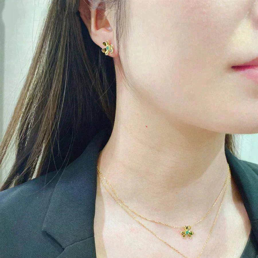 [MIRA]FRIVOLE  FLOWER MALACHITE EARRINGS