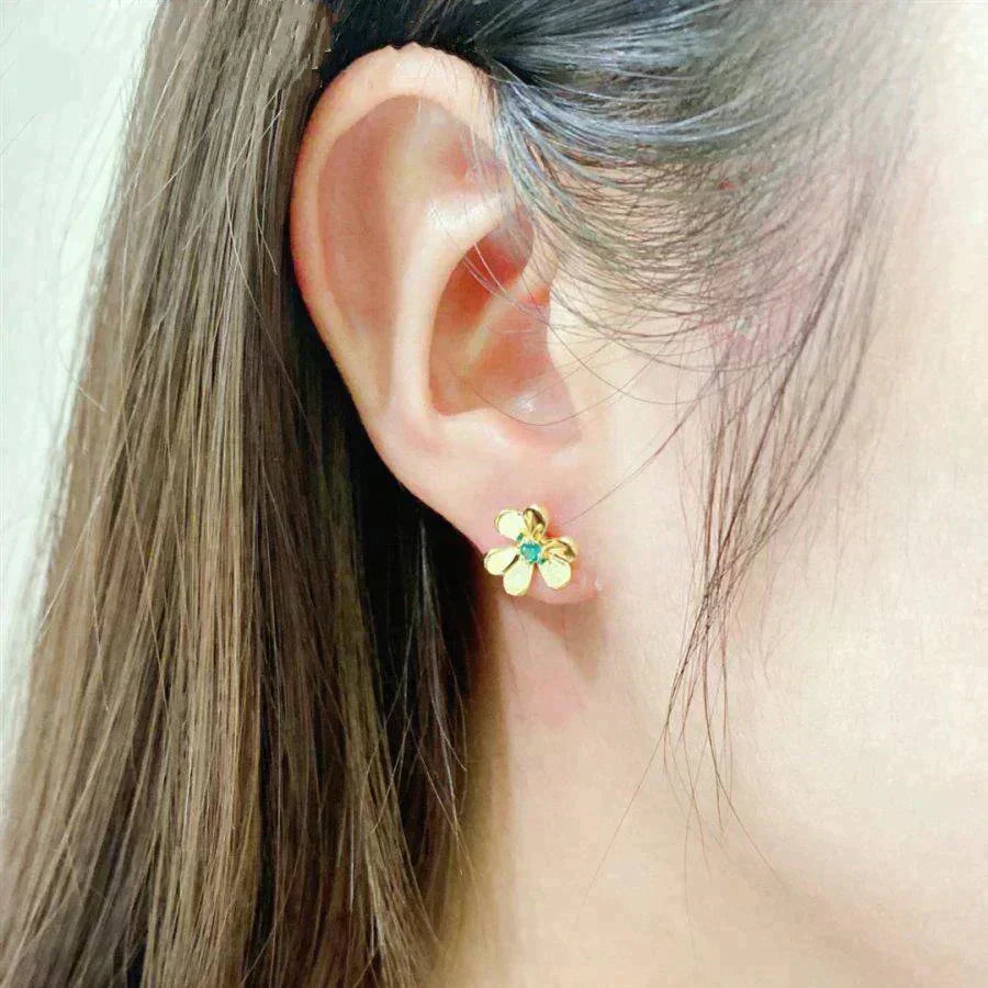 [MIRA]FRIVOLE  FLOWER MALACHITE EARRINGS