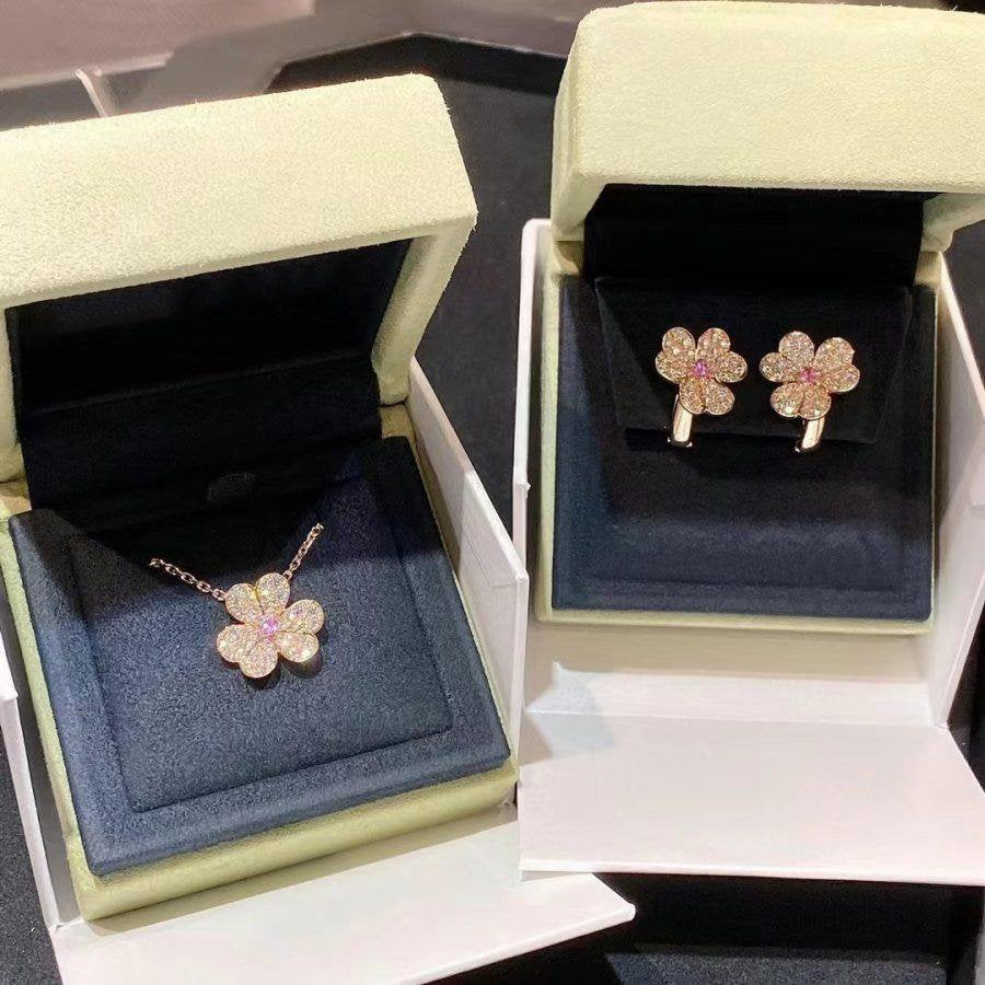 [MIRA]FRIVOLE ROSE GOLD FLOWER DIAMOND NECKLACE