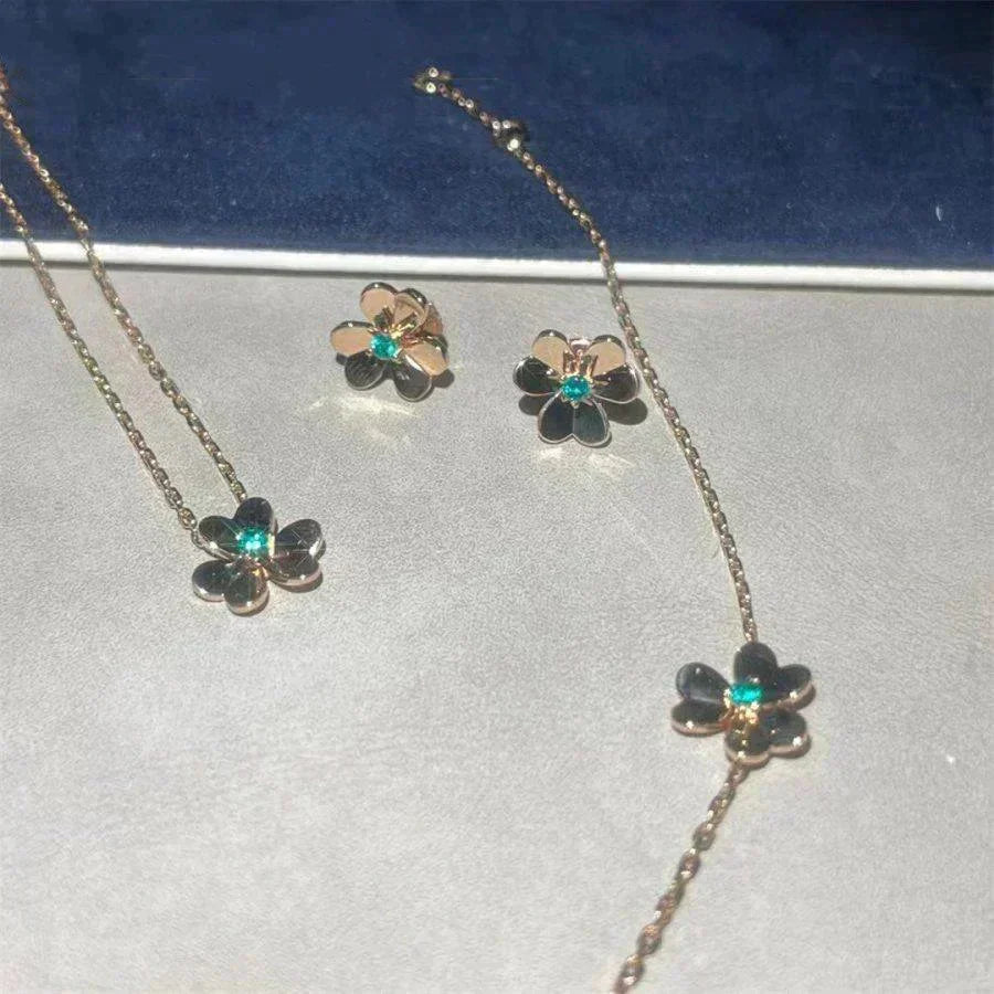 [MIRA]FRIVOLE  FLOWER MALACHITE EARRINGS