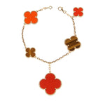 [MIRA]CLOVER BRACELET 5 MOTIFS CARNELIAN TIGER EYE