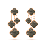 [MIRA]CLOVER EARRINGS DARK MOP 4 MOTIFS ROSE GOLD