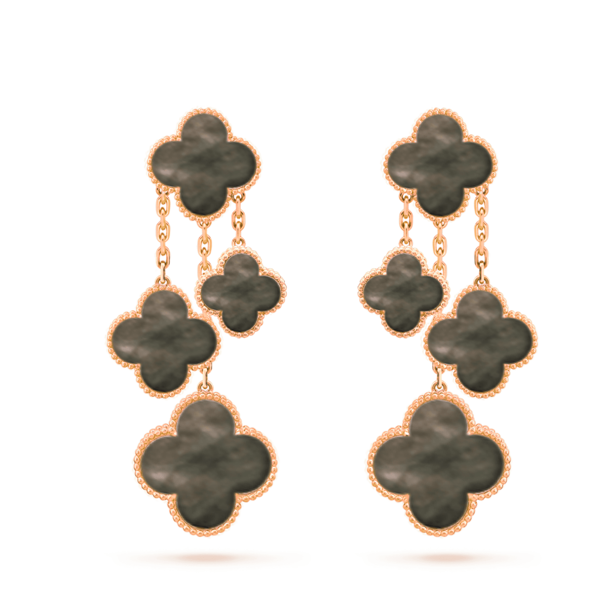[MIRA]CLOVER EARRINGS DARK MOP 4 MOTIFS ROSE GOLD