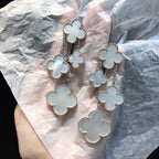 [MIRA]CLOVER EARRINGS WHITE MOP 4 MOTIFS SILVER