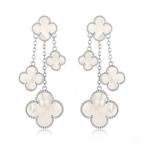 [MIRA]CLOVER EARRINGS WHITE MOP 4 MOTIFS SILVER