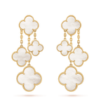 [MIRA]CLOVER EARRINGS WHITE MOP 4 MOTIFS GOLD