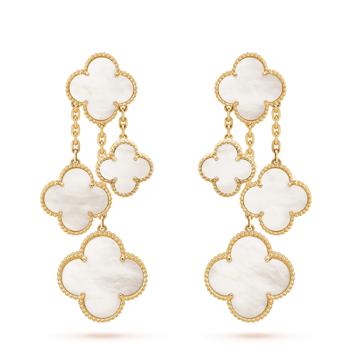 [MIRA]CLOVER EARRINGS WHITE MOP 4 MOTIFS GOLD