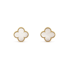 [MIRA]CLOVER MEDIUM 1 MOTIFS  WHITE MOP STUD EARRINGS