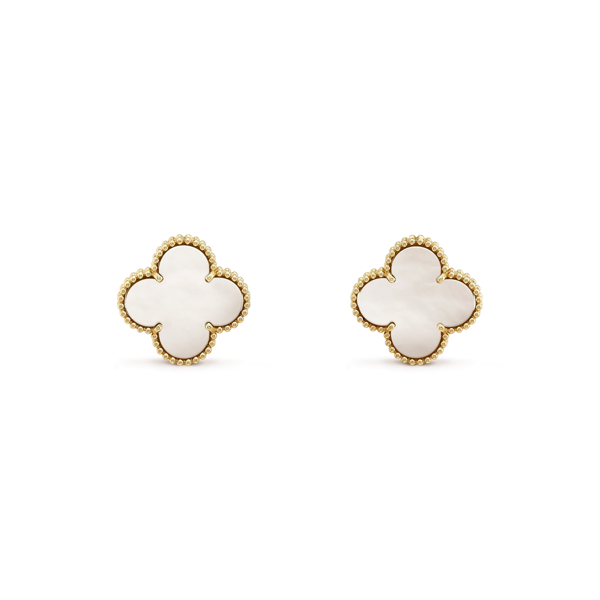 [MIRA]CLOVER MEDIUM 1 MOTIFS  WHITE MOP STUD EARRINGS