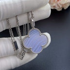 [MIRA]CLOVER SILVER CHALCEDONY BIG CLOVER NECKLACE