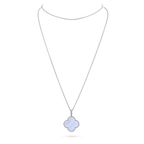 [MIRA]CLOVER SILVER CHALCEDONY BIG CLOVER NECKLACE