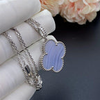 [MIRA]CLOVER SILVER CHALCEDONY BIG CLOVER NECKLACE