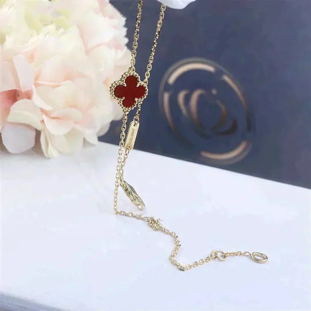 [MIRA]CLOVER  CARNELIAN SINGLE FLOWER BRACELET