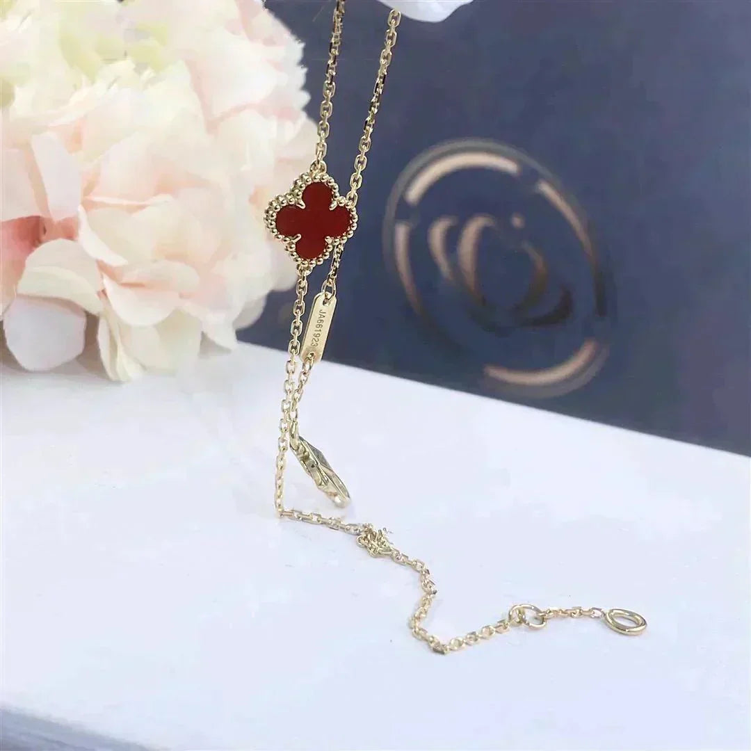 [MIRA]CLOVER  CARNELIAN SINGLE FLOWER BRACELET