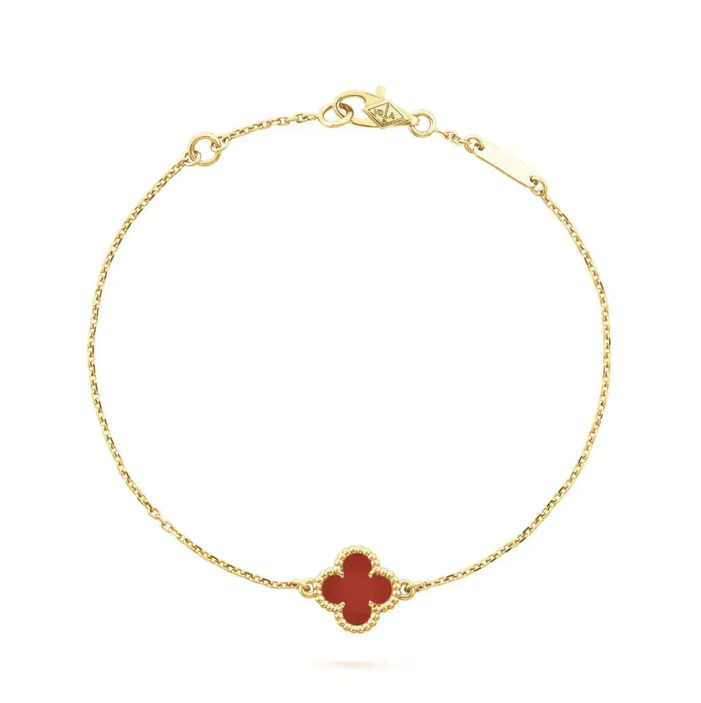 [MIRA]CLOVER  CARNELIAN SINGLE FLOWER BRACELET