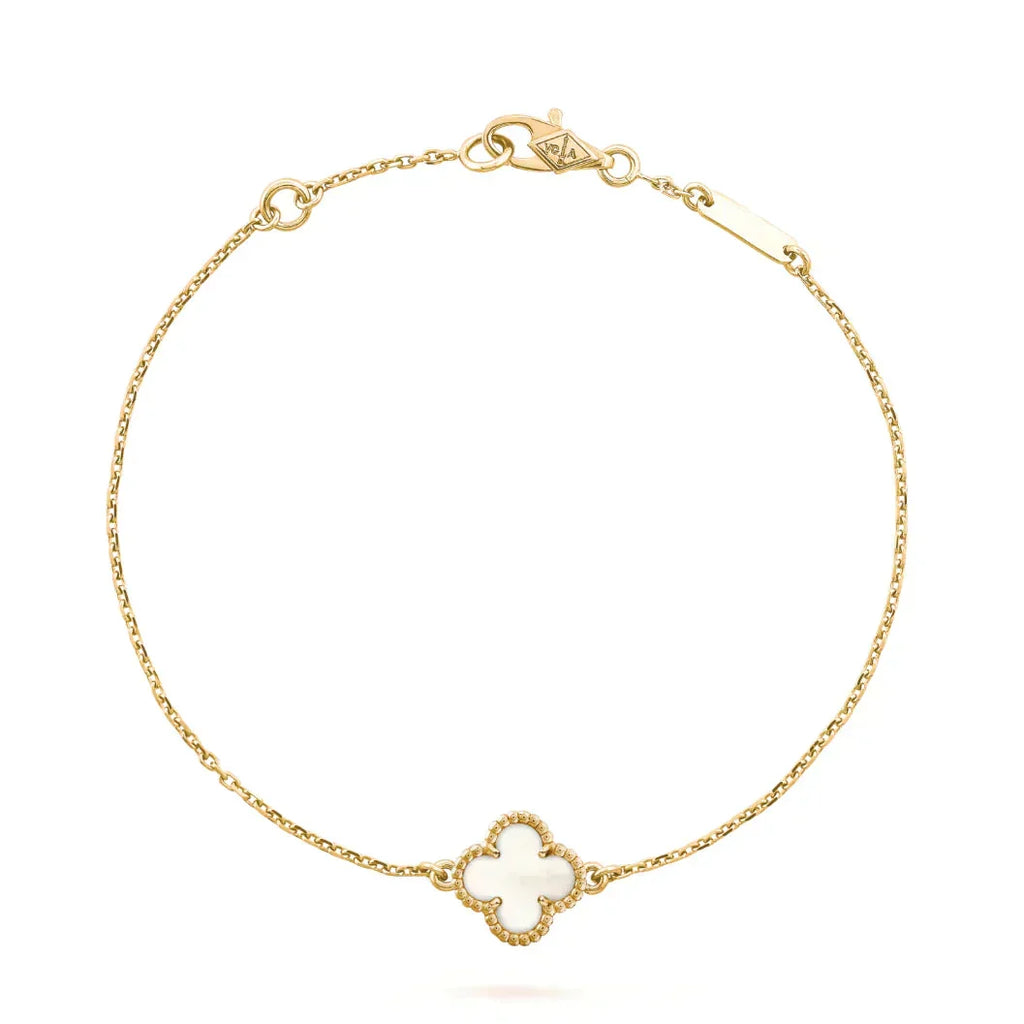 [MIRA]CLOVER WHITE MOP SINGLE FLOWER BRACELET