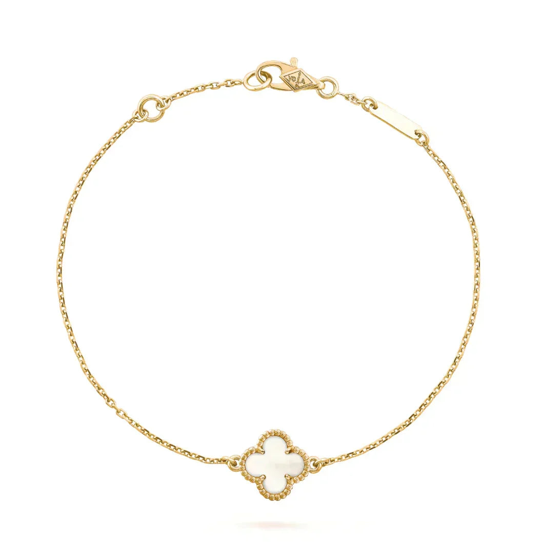 [MIRA]CLOVER WHITE MOP SINGLE FLOWER BRACELET