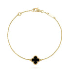 [MIRA]CLOVER ONYX SINGLE FLOWER BRACELET