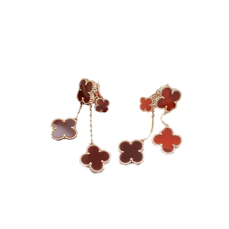 [MIRA]CLOVER EARRINGS CARNELIAN 4 MOTIFS PINK GOLD