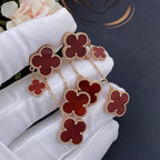 [MIRA]CLOVER EARRINGS CARNELIAN 4 MOTIFS PINK GOLD
