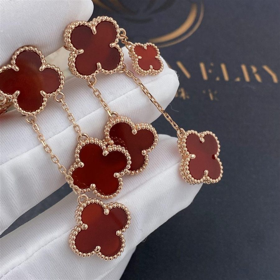 [MIRA]CLOVER EARRINGS CARNELIAN 4 MOTIFS PINK GOLD