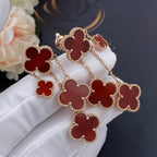 [MIRA]CLOVER EARRINGS CARNELIAN 4 MOTIFS PINK GOLD
