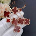[MIRA]CLOVER EARRINGS CARNELIAN 4 MOTIFS PINK GOLD