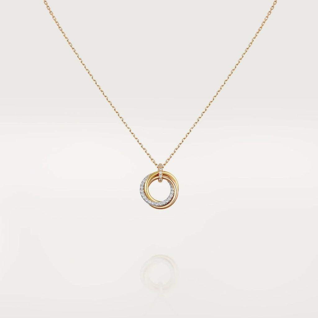 [MIRA]TRINITY NECKLACE SILVER GOLD PINK GOLD DIAMONDS