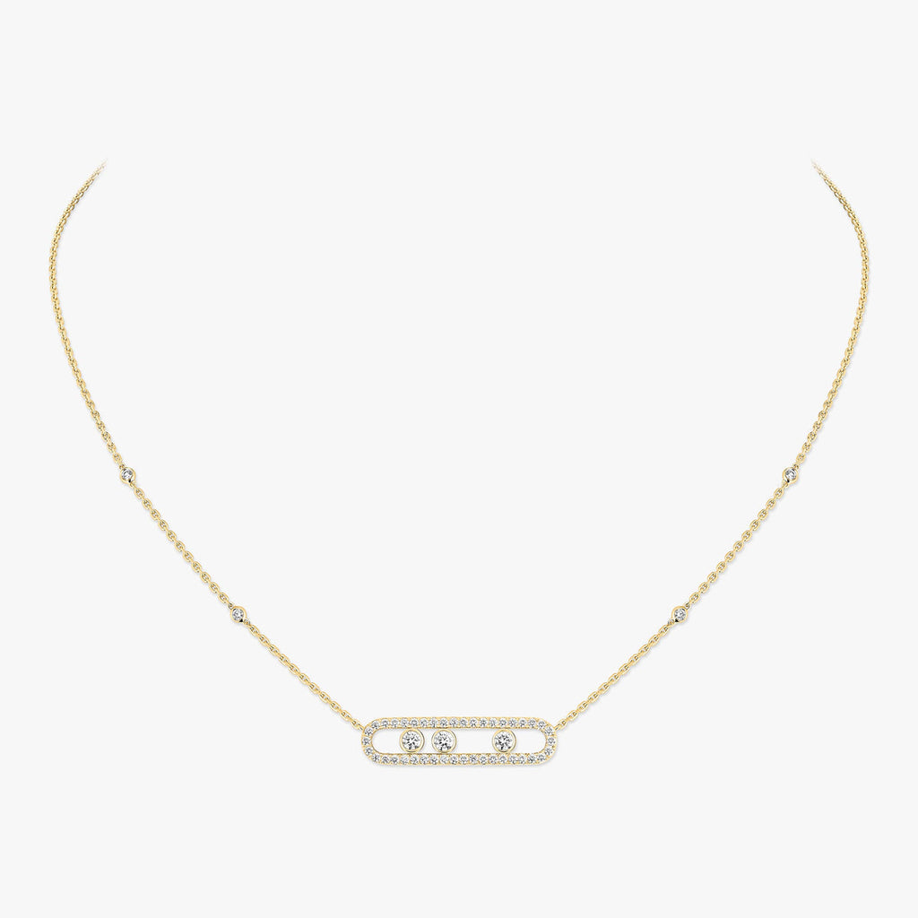 [MIRA] Move Pave_ Rose Gold Diamond Necklace
