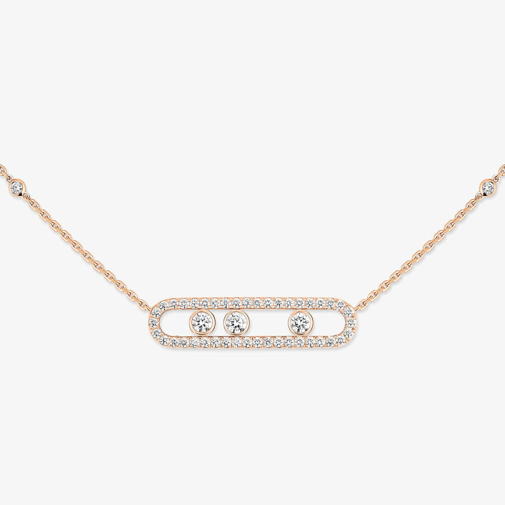 [MIRA]  Move Pave_ Rose Gold Diamond Necklace