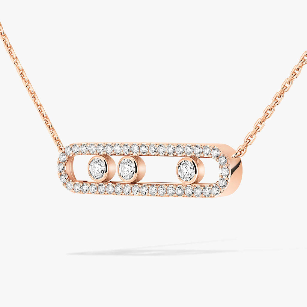 [MIRA]  Move Pave_ Rose Gold Diamond Necklace
