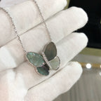 [MIRA]LARGE BUTTERFLY SILVER PENDANT DIAMOND NECKLACE