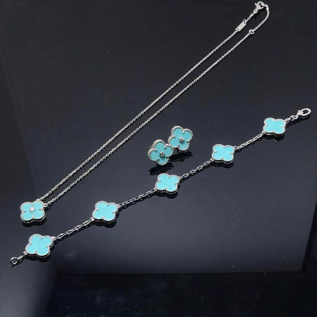 [MIRA]CLOVER 1 DIAMOND BLUE SKY SILVER EARRINGS