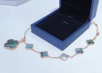 [MIRA]COMBINED BRACELET 5 MOTIFS AND NECKLACE DARK MOP ROSE GOLD