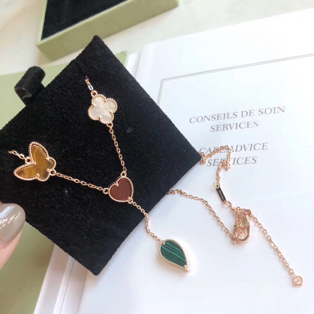 [MIRA]LUCKY SPRING 4 MOTIFS ROSE GOLD NECKLACE