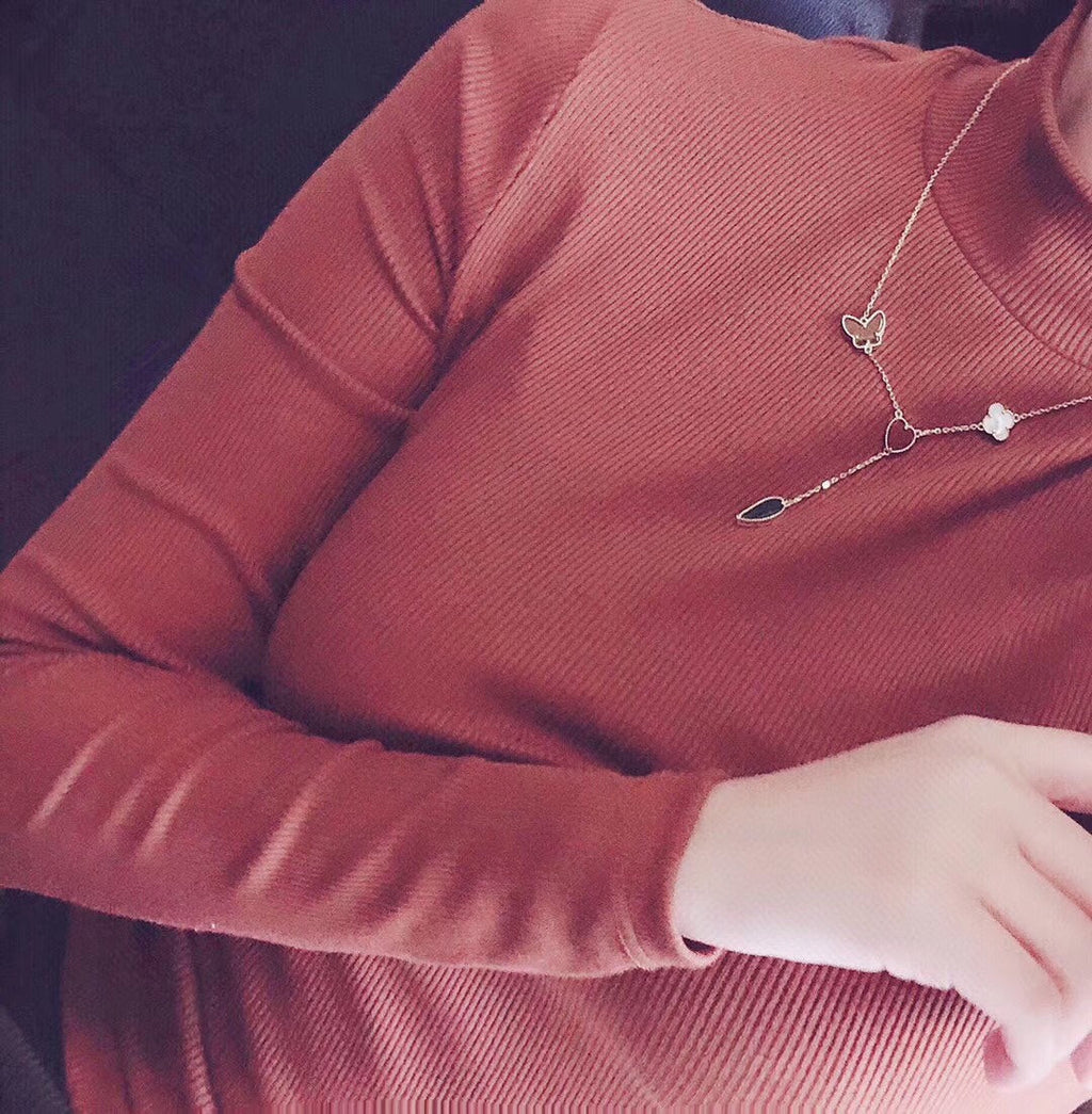 [MIRA]LUCKY SPRING 4 MOTIFS ROSE GOLD NECKLACE