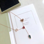 [MIRA]LUCKY SPRING 4 MOTIFS ROSE GOLD NECKLACE