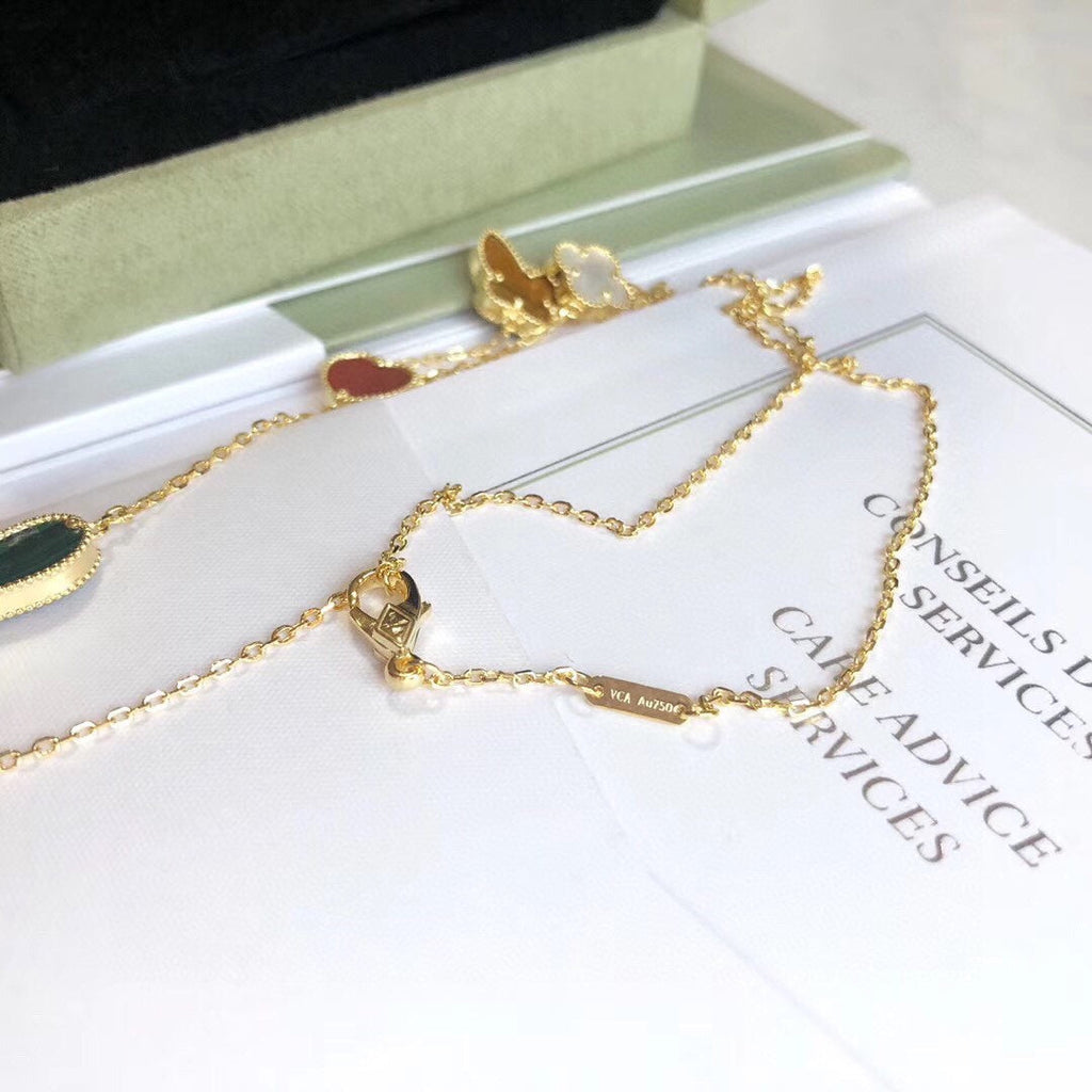 [MIRA]LUCKY SPRING 4 MOTIFS ROSE GOLD NECKLACE