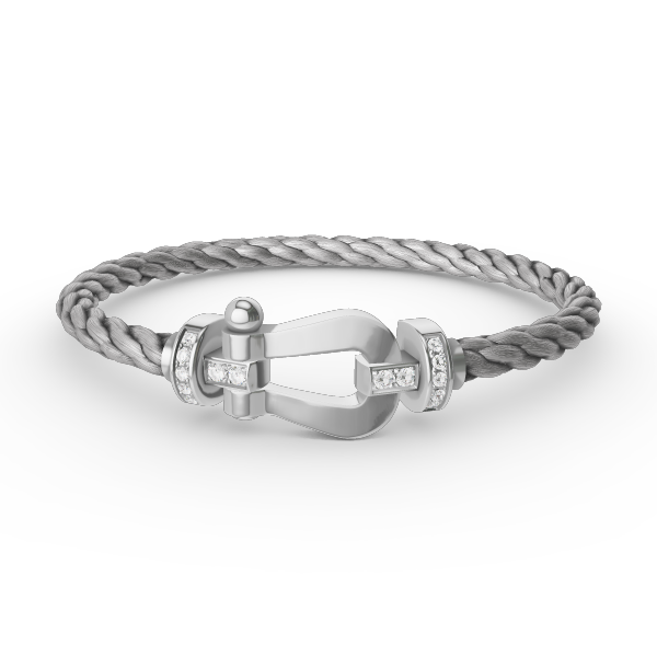 [MIRA]FORCE LARGE HORSESHOE HALF DIAMOND BRACELET SILVER
