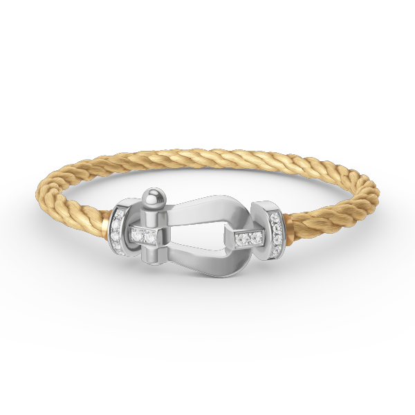 [MIRA]FORCE LARGE HORSESHOE HALF DIAMOND BRACELET SILVER