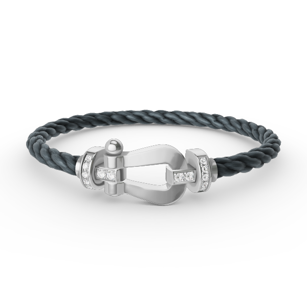 [MIRA]FORCE LARGE HORSESHOE HALF DIAMOND BRACELET SILVER