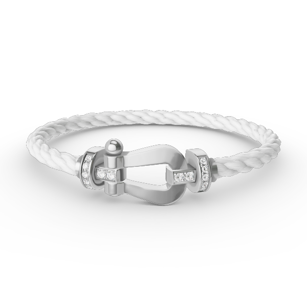 [MIRA]FORCE LARGE HORSESHOE HALF DIAMOND BRACELET SILVER