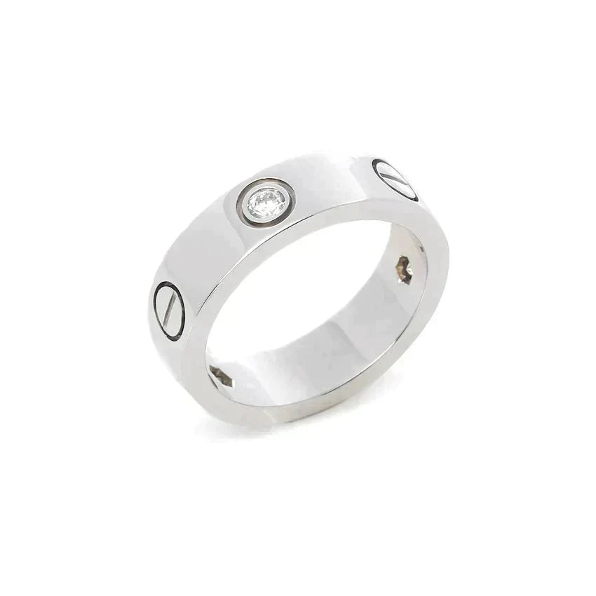 [MIRA]LOVE RING 5.5MM 3 DIAMONDS SILVER