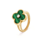 [MIRA]CLOVER MALACHITE RING GOLD DIAMOND