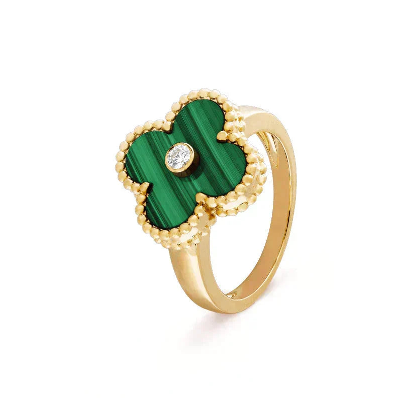 [MIRA]CLOVER MALACHITE RING GOLD DIAMOND