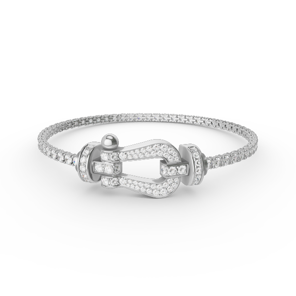 [MIRA]FORCE  LARGE HORSESHOE FULL DIAMOND TENNIS BRACELET